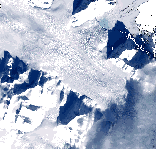 Animation of glacier retreat in satellite imagery